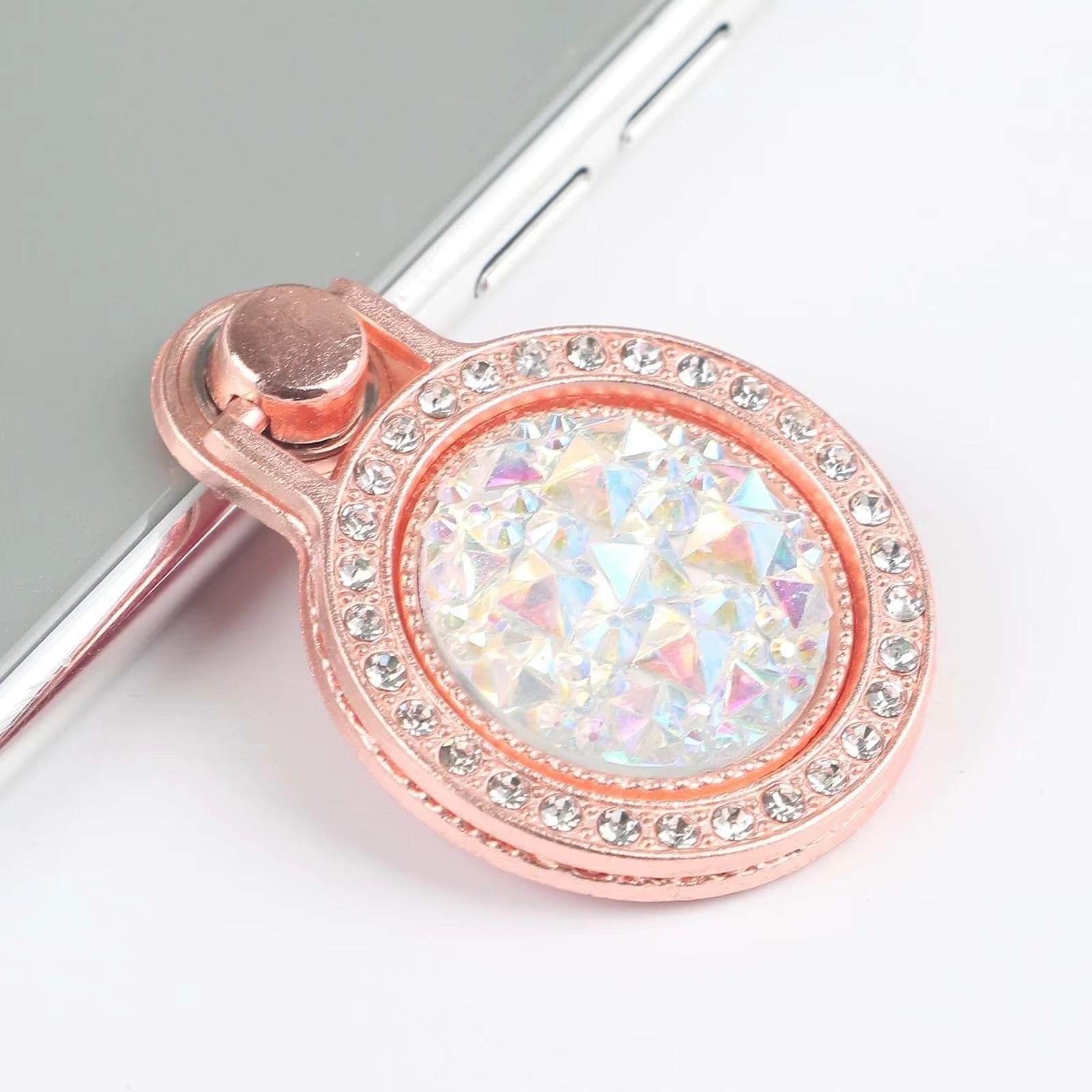 Luxury, Diamond Shiny Gems, Metal Phone Ring Holder – Rotatable, 360° Grip Stand Mount for Apple iPhone