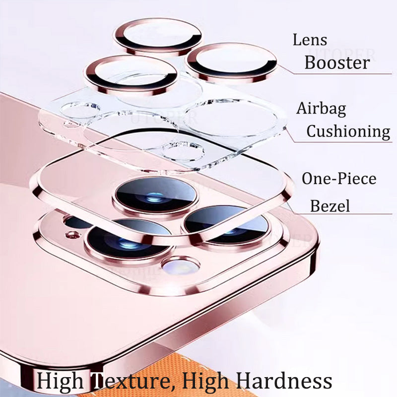 Luxury Transparent TPU iPhone Case – Ultra Thin, Plating Design, Soft Shockproof Cover, HD Lens Protection,