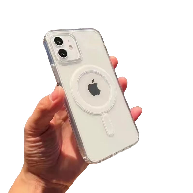 Premium Apple iPhone Case, MagSafe Compatible, Camera Lens & Screen Protection, Ultra Thin, Shockproof, Magnetic Full All Around Cover – Hard Crystal Clear Magnetic Case with Wireless Charging Support