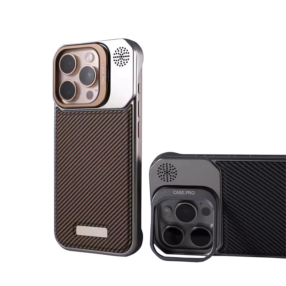 Luxury Apple iPhone Case, MagSafe Compatible, Camera Lens & Screen Protection, Ultra Thin, Shockproof, Magnetic Full All Around Cover – Frameless Carbon Fiber Pattern Slim Case with Lens Holder & Wireless Charging Support