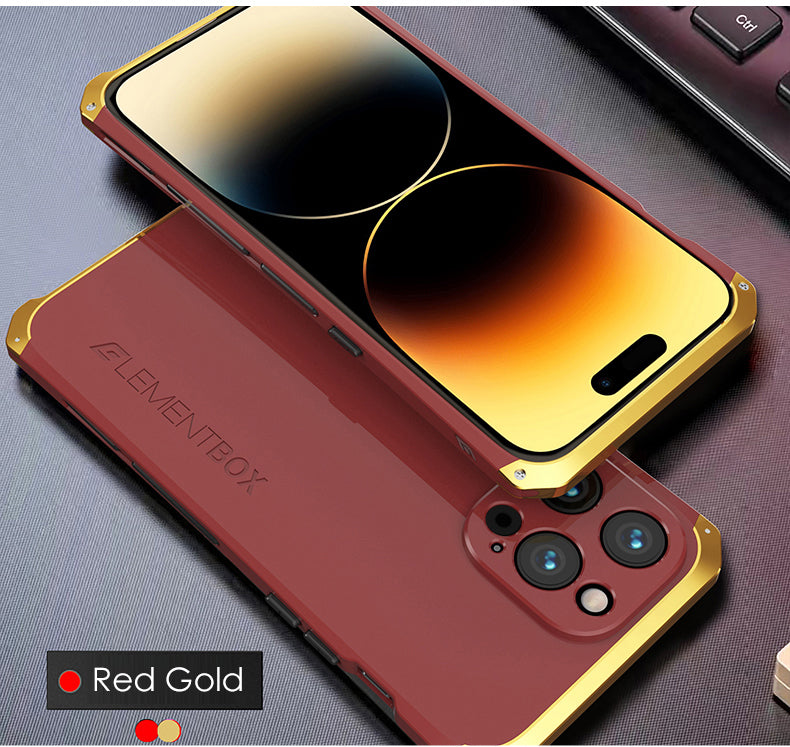 Luxury Aluminum Metal iPhone Case Shockproof Silica Gel Back Cover Anti-Collision Strip Durable Protection for iPhone Models