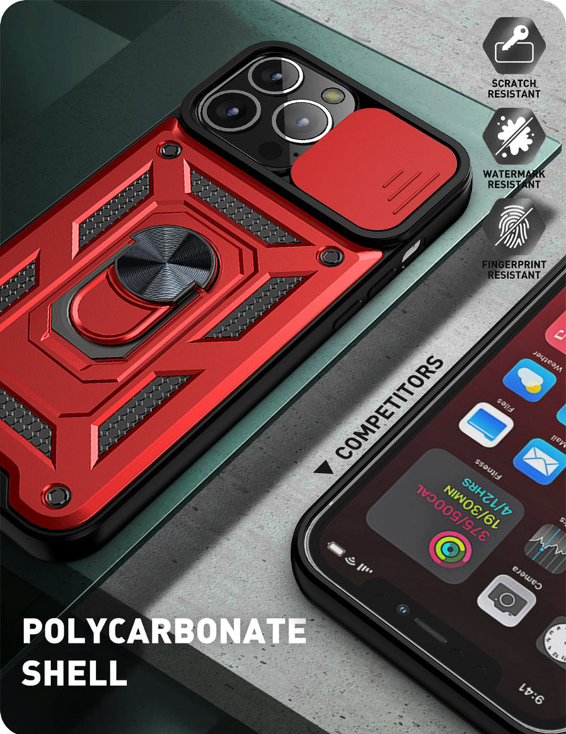 Shockproof Armor iPhone Case – Slide Camera Lens Protection, Rugged Full-Body Cover for iPhone Models
