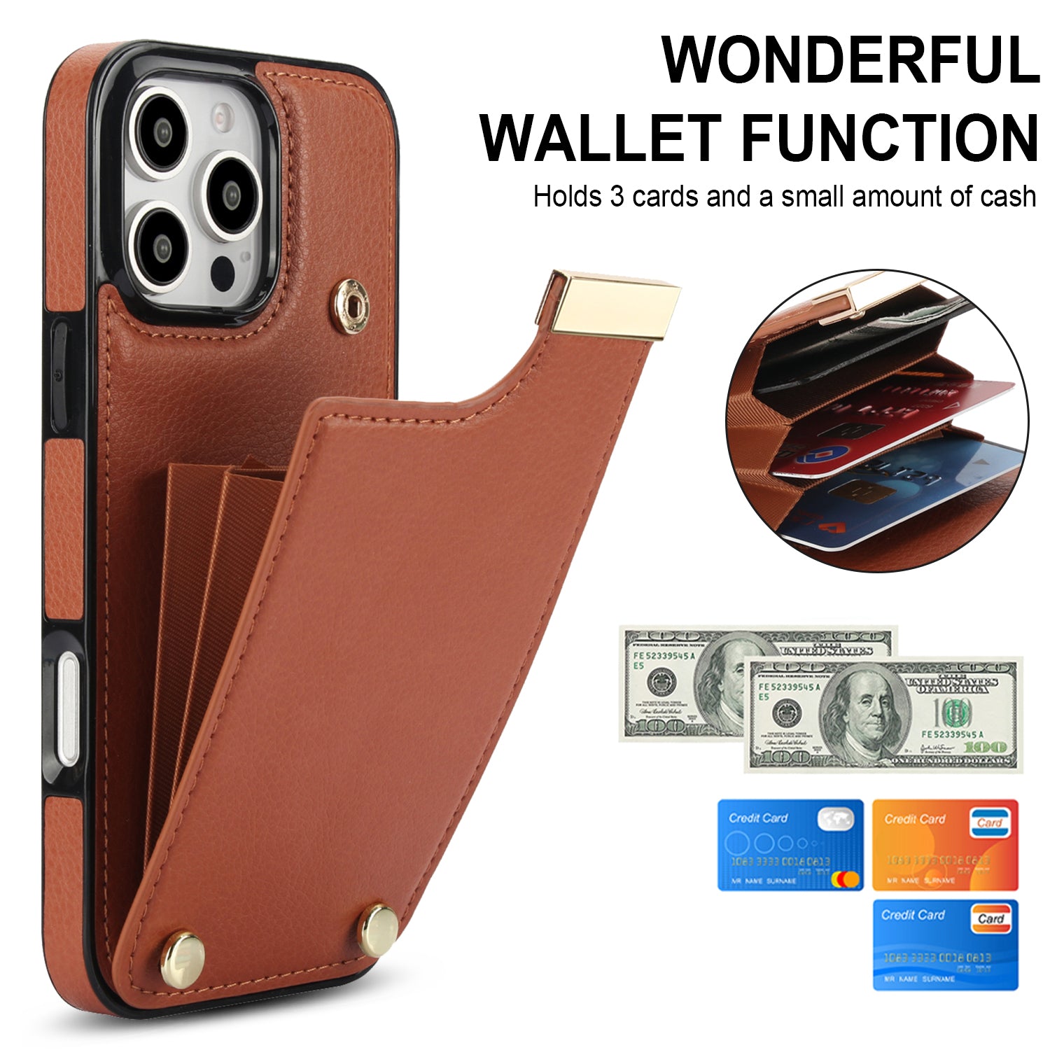Shockproof Leather Wallet iPhone Case – Flip Cover with Card Holder, Secure Pocket, Durable Protection for iPhone Models