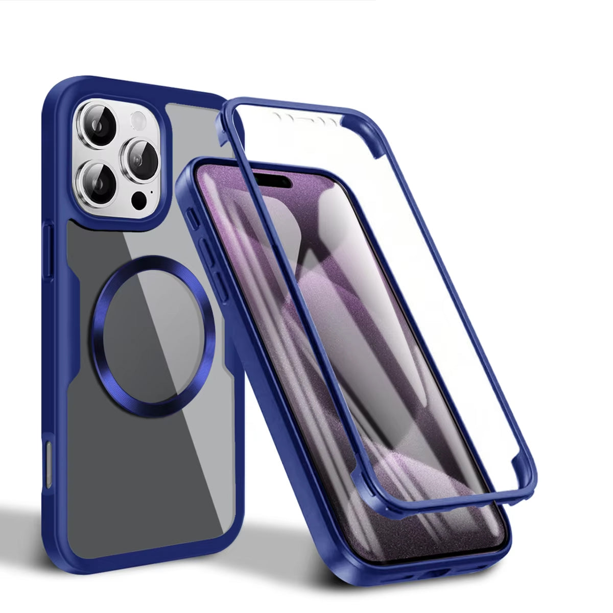 Luxury Apple iPhone Case MagSafe Compatible Ultra Thin Magnetic All Around Protection Cover with Double Touch Clear Design