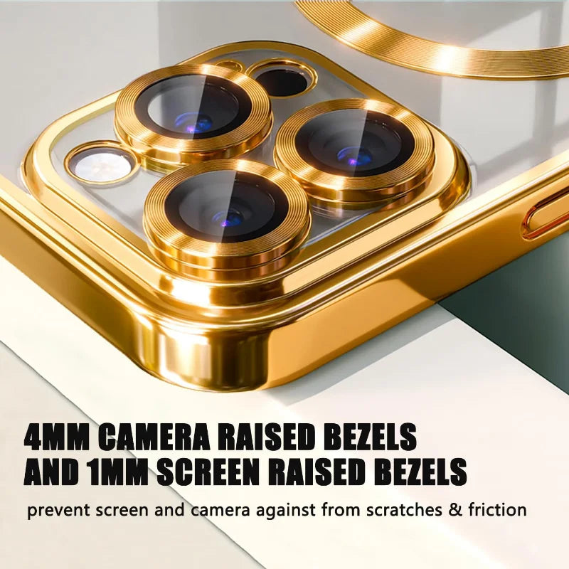 Luxury Magnetic Magsafe Phone Case – Wireless Charging, Transparent Electroplated Shockproof Cover,