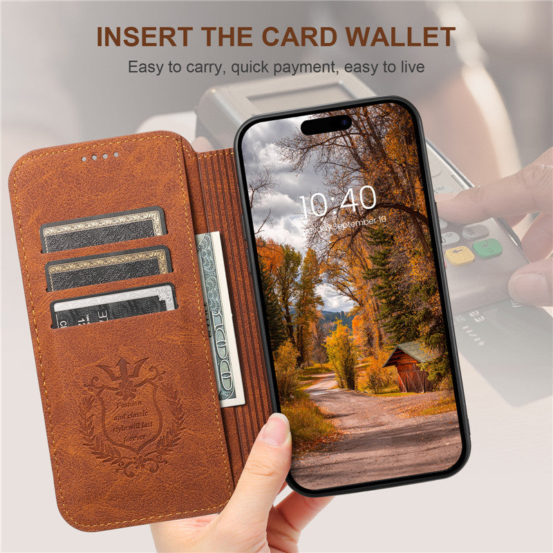 Luxury Leather Magnetic Flip iPhone Case – MagSafe Wallet Card Holder, Wireless Charging Compatible, Shockproof Protection, Elegant Design for iPhone Models