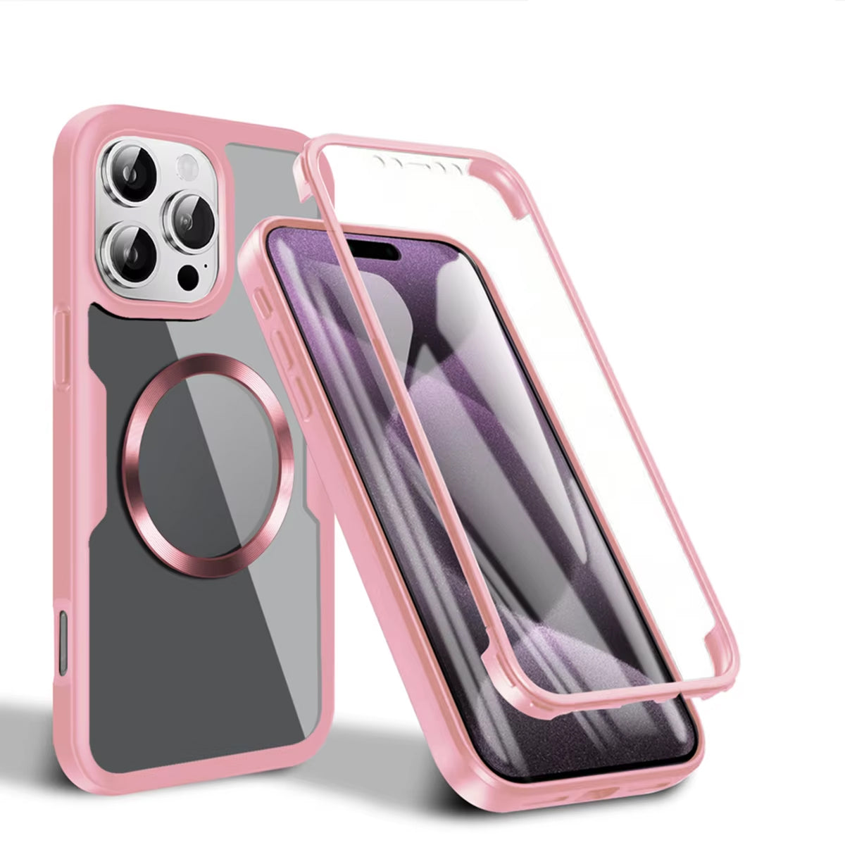 Luxury Apple iPhone Case MagSafe Compatible Ultra Thin Magnetic All Around Protection Cover with Double Touch Clear Design