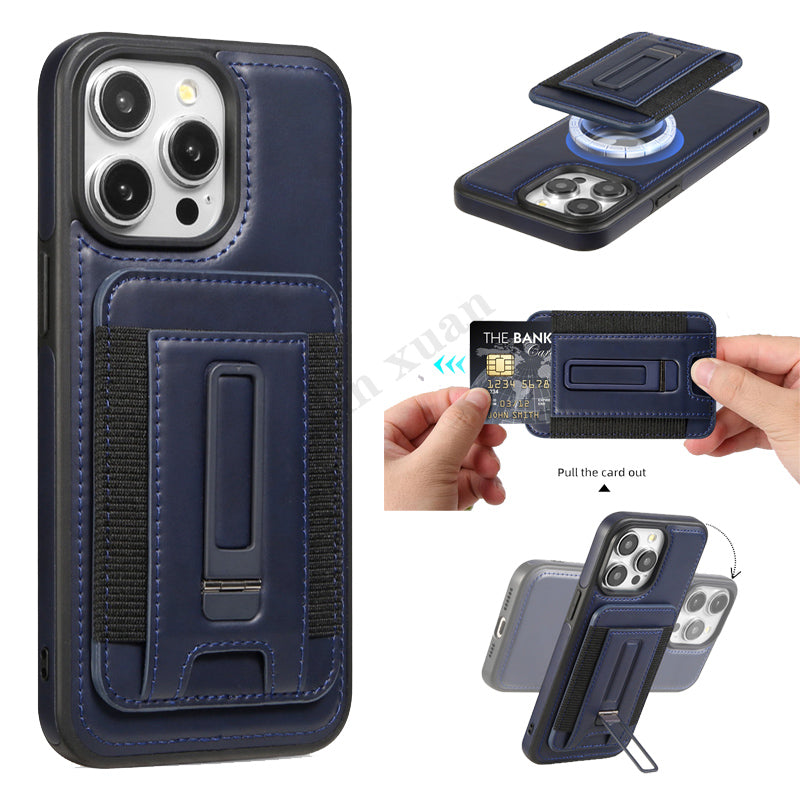 Luxury Detachable Wallet Leather iPhone Case – Magnetic Card Slot, Shockproof Protection, Hollow Logo Back Cover, Premium Design for iPhone Models