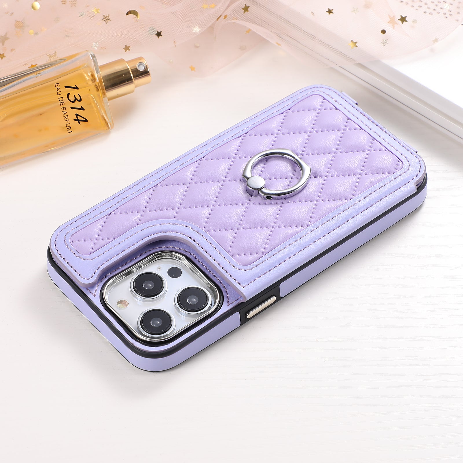 Luxury Crossbody RFID Leather Wallet iPhone Case – Card Slot, Ring Holder, Double Buckle, Lanyard Bag Cover, Magnetic Closure
