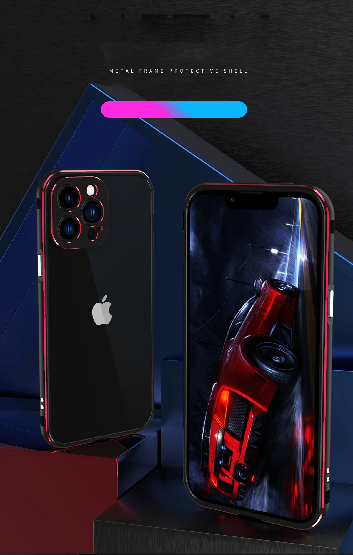 Aluminum Bumper & Metal Lens Frame Case Shockproof Cover for iPhone Models, Durable and Stylish Protection with Sleek Design