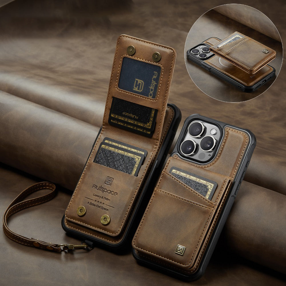 Luxury 2-in-1 Detachable Leather Flip Cover with Card Holder, Wrist Strap and Secure Magnetic Closure for Ultimate Protection