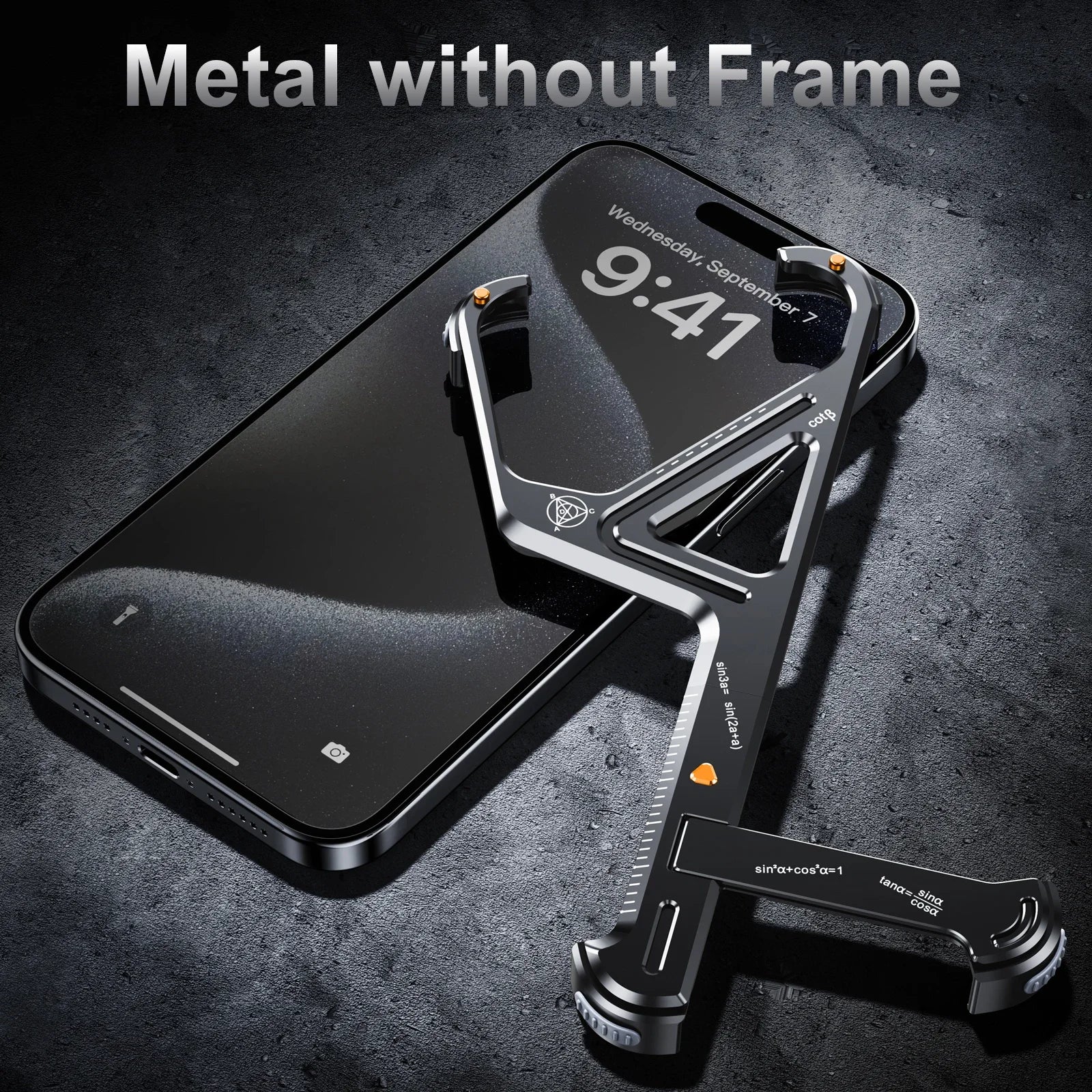 Luxury Geometric Metal iPhone Case – Aluminum Alloy Shockproof Cover with Stand for iPhone Models Stylish and Durable Design