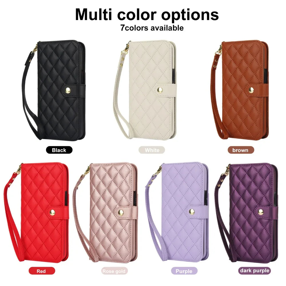RFID Blocking Wallet Crossbody Flip iPhone Case – Card Slot Holder, PU Leather, Secure Protection for iPhone Models