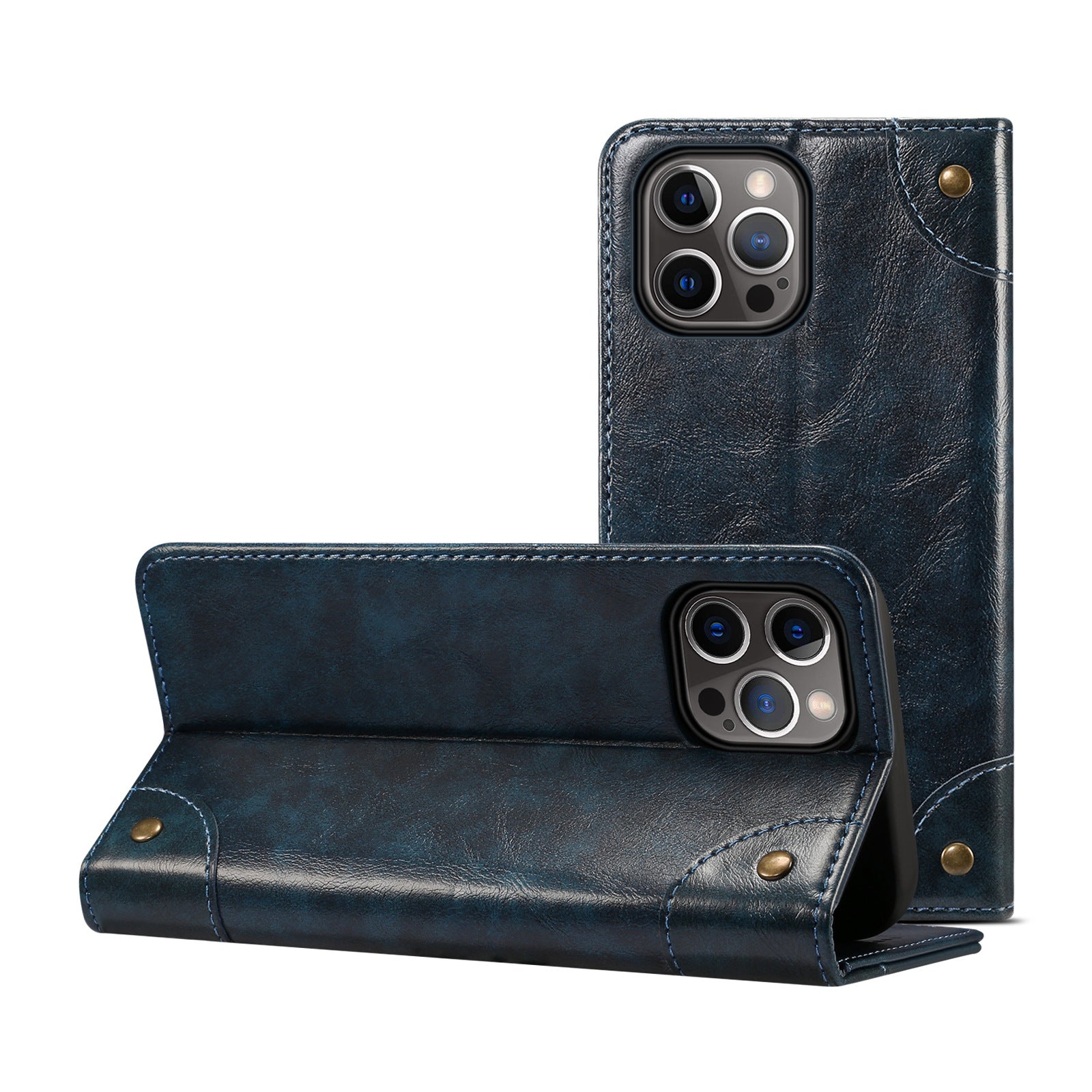 Luxury Genuine Leather Wallet Flip iPhone Case – Magnetic Closure, Card Holder, Stand Function, Shockproof Protective Cover, Classic Book-Style Design
