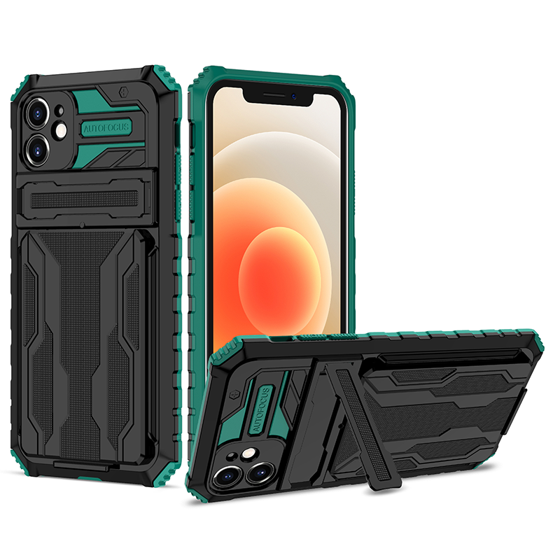 Shockproof Card Holder iPhone Case – Kickstand, Camera Protection, Durable Cover for iPhone Models