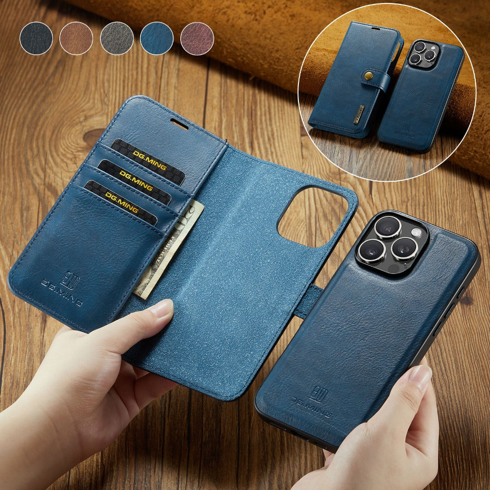 Premium Detachable Magnetic Leather Wallet iPhone Case – Card Holder, and Stylish Flip Cover for Secure and Convenient Use