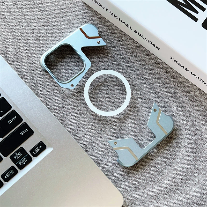 Aluminum Alloy Frameless - Metal Bumper, Transparent PC Back, Magnetic Wireless Charging Compatible | Case for iPhone