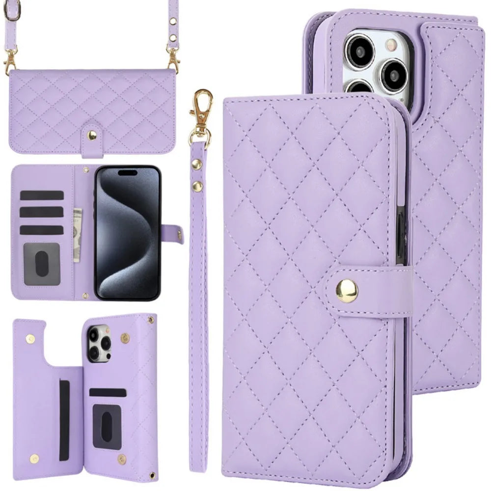 RFID Blocking Wallet Crossbody Flip iPhone Case – Card Slot Holder, PU Leather, Secure Protection for iPhone Models