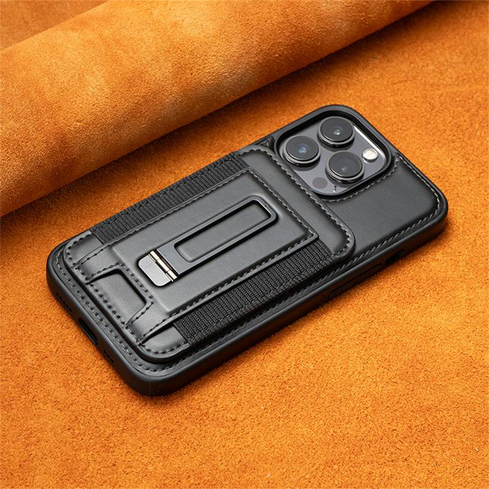 Luxury Detachable Wallet Leather iPhone Case – Magnetic Card Slot, Shockproof Protection, Hollow Logo Back Cover, Premium Design for iPhone Models