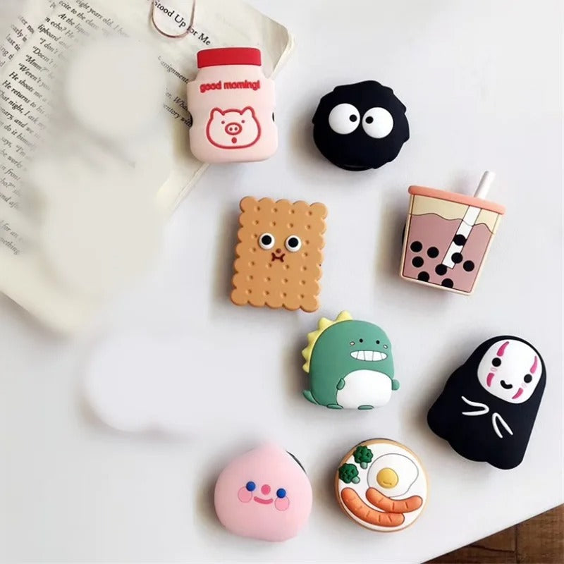 Cute Cartoon Mouse Phone Ring Holder – Rotatable Silicone Finger Grip Stand for Smartphones, Foldable Socket Kickstand, Universal Lazy Bracket Mount