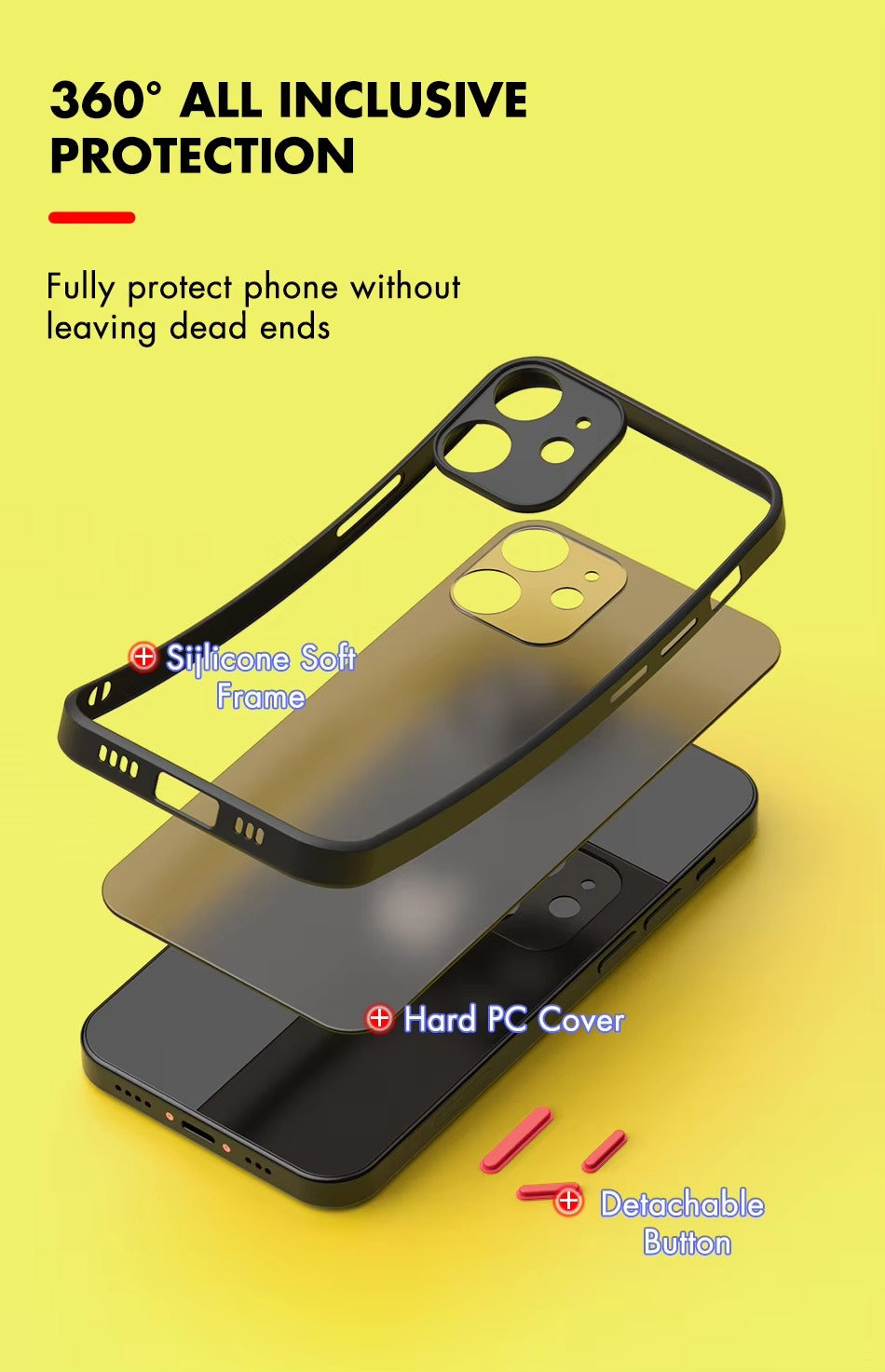 Robust Apple iPhone Case, MagSafe Compatible, Camera Lens & Screen Protection, Ultra Thin, Shockproof, Magnetic Full All Around Cover – Matte Armor Case with Clear Silicone Edges & Hard PC Back for Durable Protection
