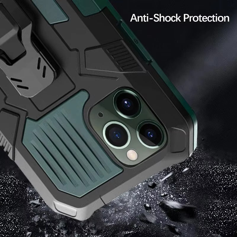 Robust Apple iPhone Case, MagSafe Compatible, Camera Lens & Screen Protection, Ultra Thin, Shockproof, Magnetic Full All Around Cover – Heavy Duty Belt Clip Case with Kickstand & Hard Rubber Back