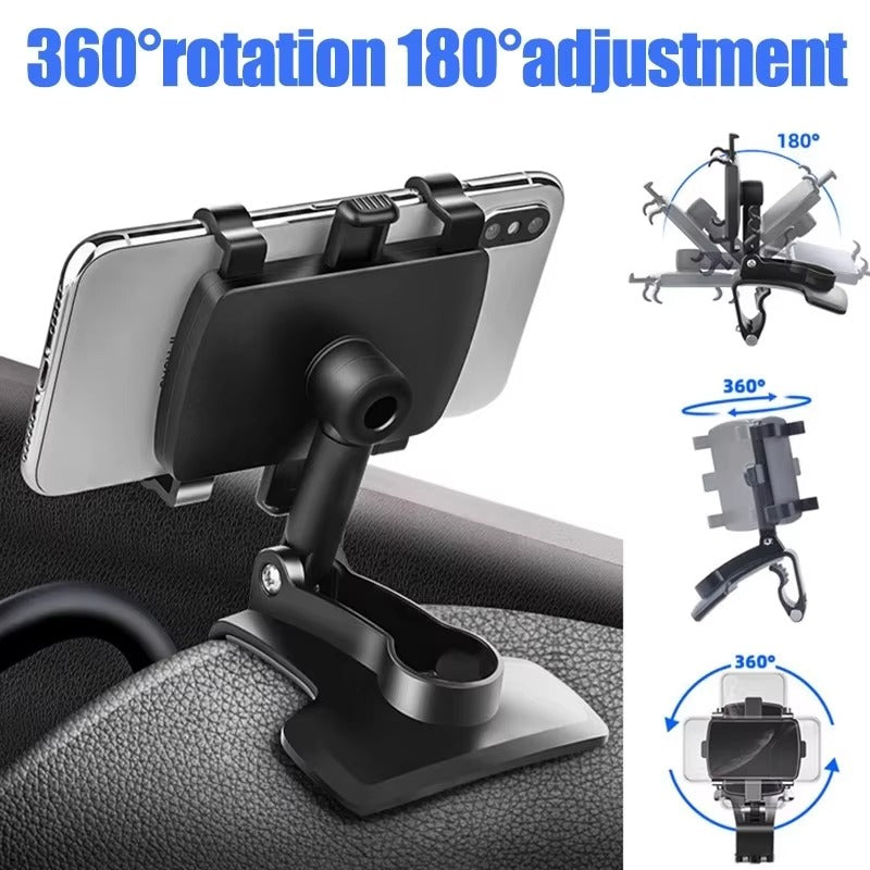 Universal Car Phone Holder Mount – 3-in-1 Clip for Dashboard, Rearview Mirror, Sun Visor | Adjustable 3–7.2" Support, Anti-Slip, 360° Rotation, ABS Build
