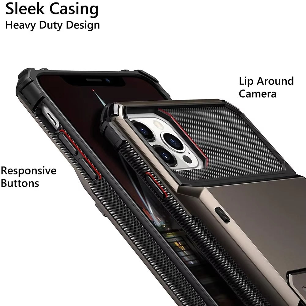 Luxury Wallet Apple iPhone Case, MagSafe Compatible Shockproof Cover with Camera Screen Protection, 4 Card Slot Holder Design