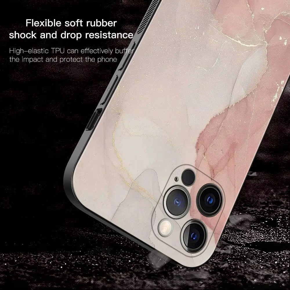 Luxury Marble Art Apple iPhone Case,Ultra Thin Magnetic Shockproof Full Protection Cover with Camera and Screen Guard
