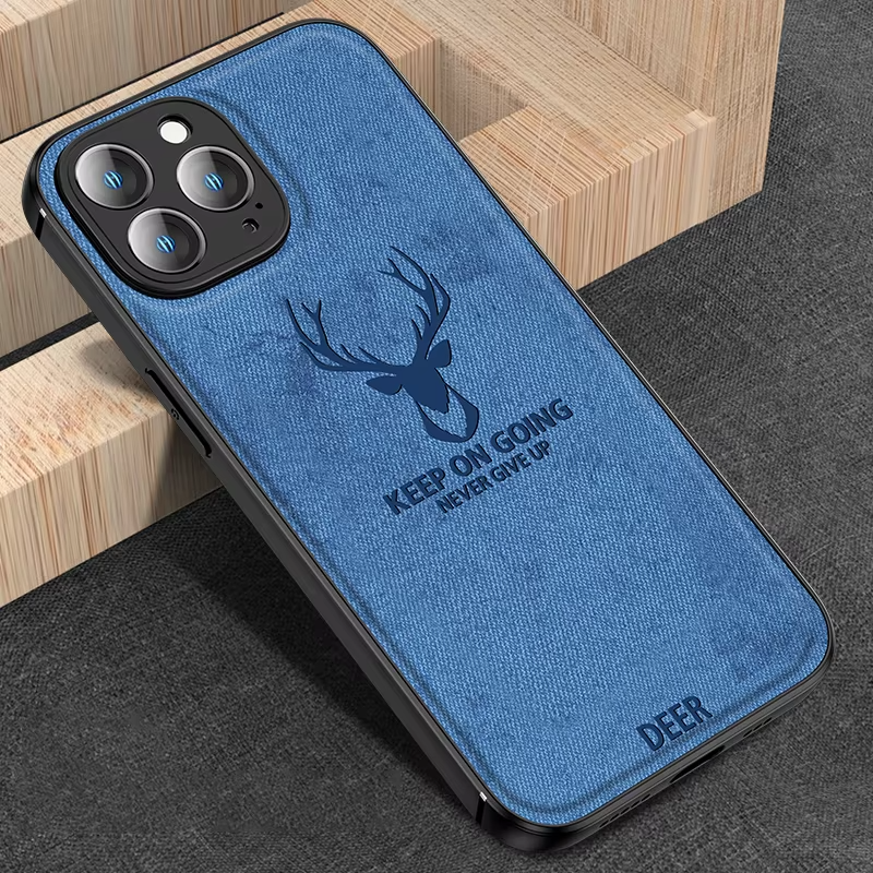 Luxury Textured Canvas iPhone Case with MagSafe Support, Shock-Absorbing Bumper Frame, Leather Feel Grip, Drop Protection