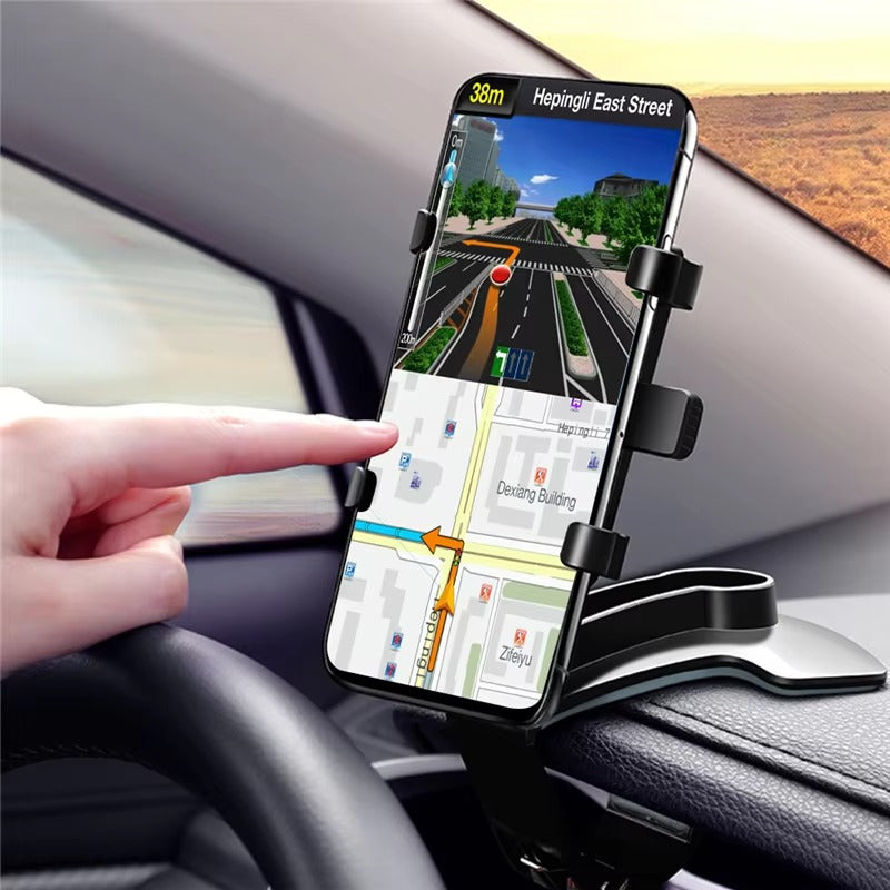Universal Car Phone Holder Mount – 3-in-1 Clip for Dashboard, Rearview Mirror, Sun Visor | Adjustable 3–7.2" Support, Anti-Slip, 360° Rotation, ABS Build