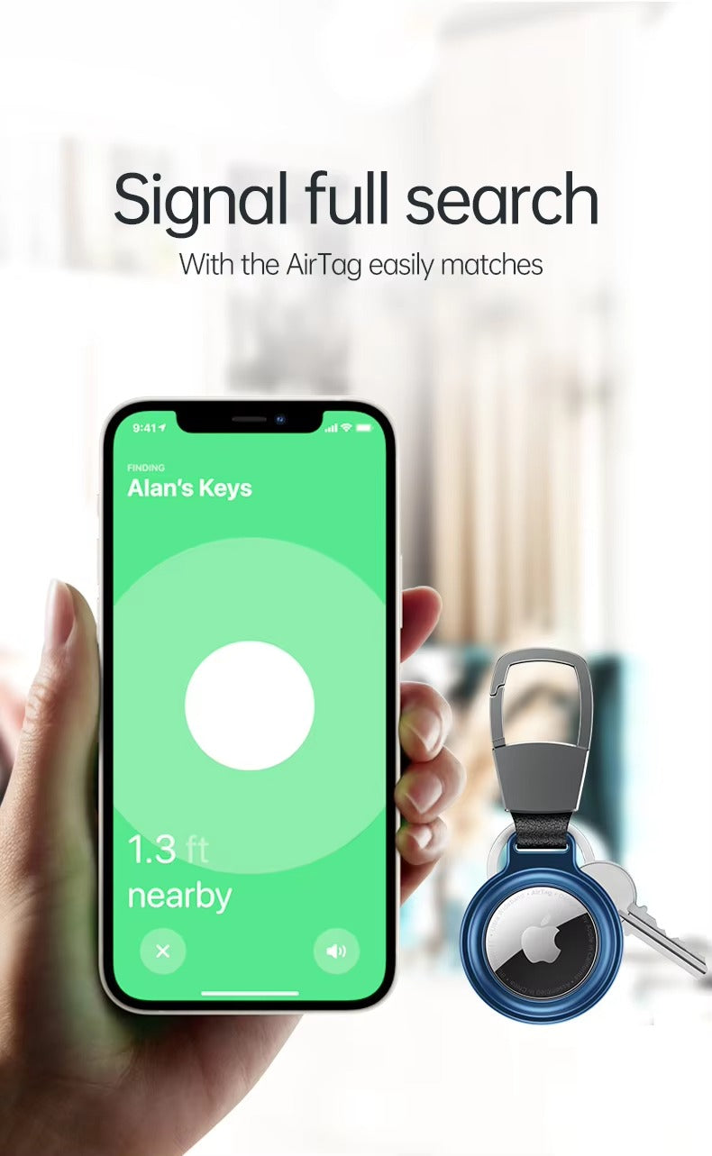 Premium Metal AirTag Case with Keychain – Magnetic Shockproof Anti-Scratch Protective Shell Cover, Durable Lightweight Aluminum Alloy Holder for Tracker