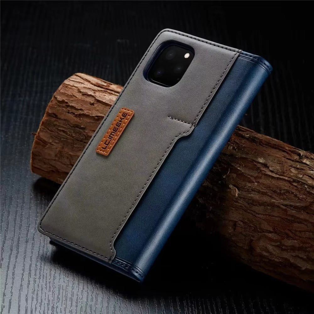 Premium Leather Flip iPhone Case, MagSafe Compatible, Ultra Thin Magnetic Shockproof Cover with Camera and Screen Protection