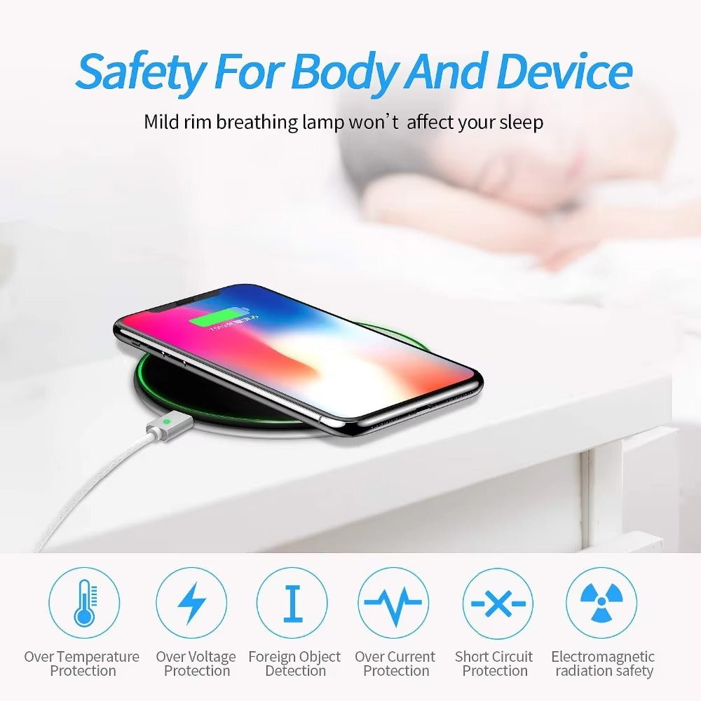 Premium 30W Wireless Charging Pad – Fast USB-C Charger for iPhone & Samsung, Case-Friendly, Overheat Protection, Sleek Zinc Alloy Design, QC 3.0 Compatible