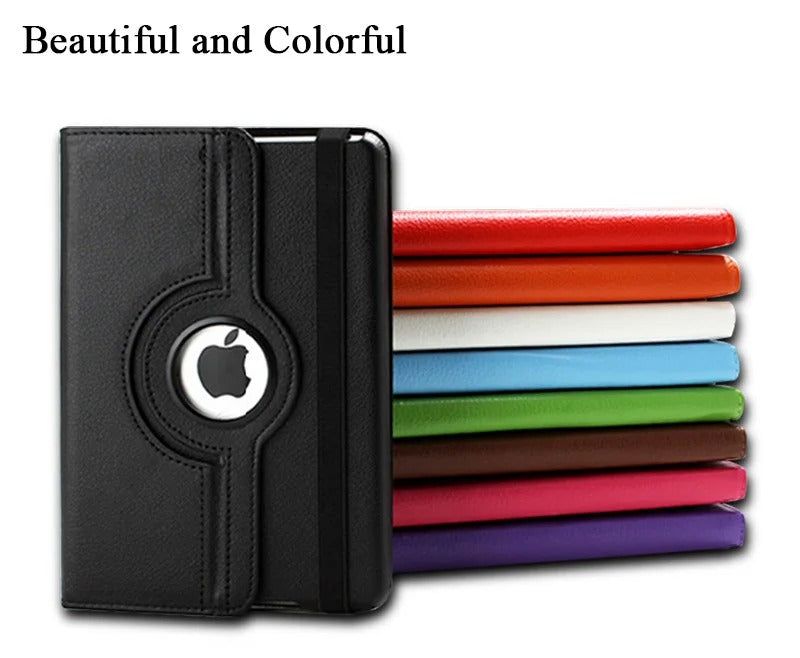 Premium 360° Rotating PU Leather iPad Case – Smart Cover with Auto Sleep/Wake, Shockproof Stand for 12.9" Pro & Air Tablets, Durable & Washable