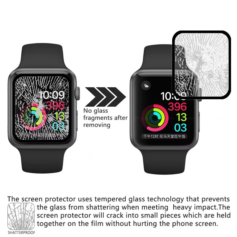 Premium 3D Full Cover Tempered Glass Screen Protector for Apple Watch – Anti-Fingerprint, Shockproof Case Bundle 38mm–49mm