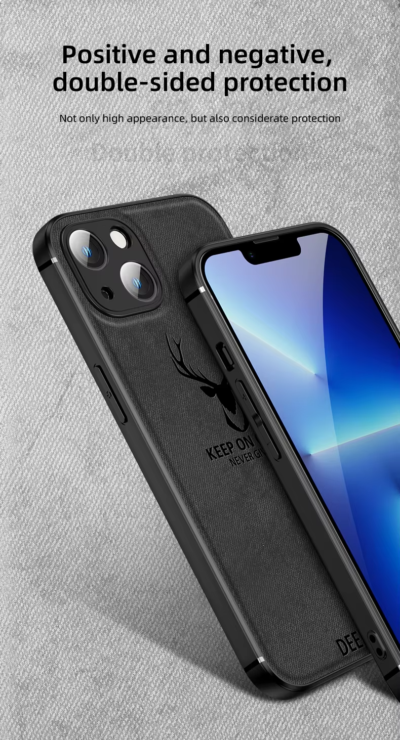 Luxury Textured Canvas iPhone Case with MagSafe Support, Shock-Absorbing Bumper Frame, Leather Feel Grip, Drop Protection