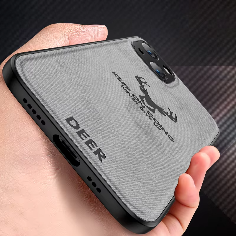 Luxury Textured Canvas iPhone Case with MagSafe Support, Shock-Absorbing Bumper Frame, Leather Feel Grip, Drop Protection