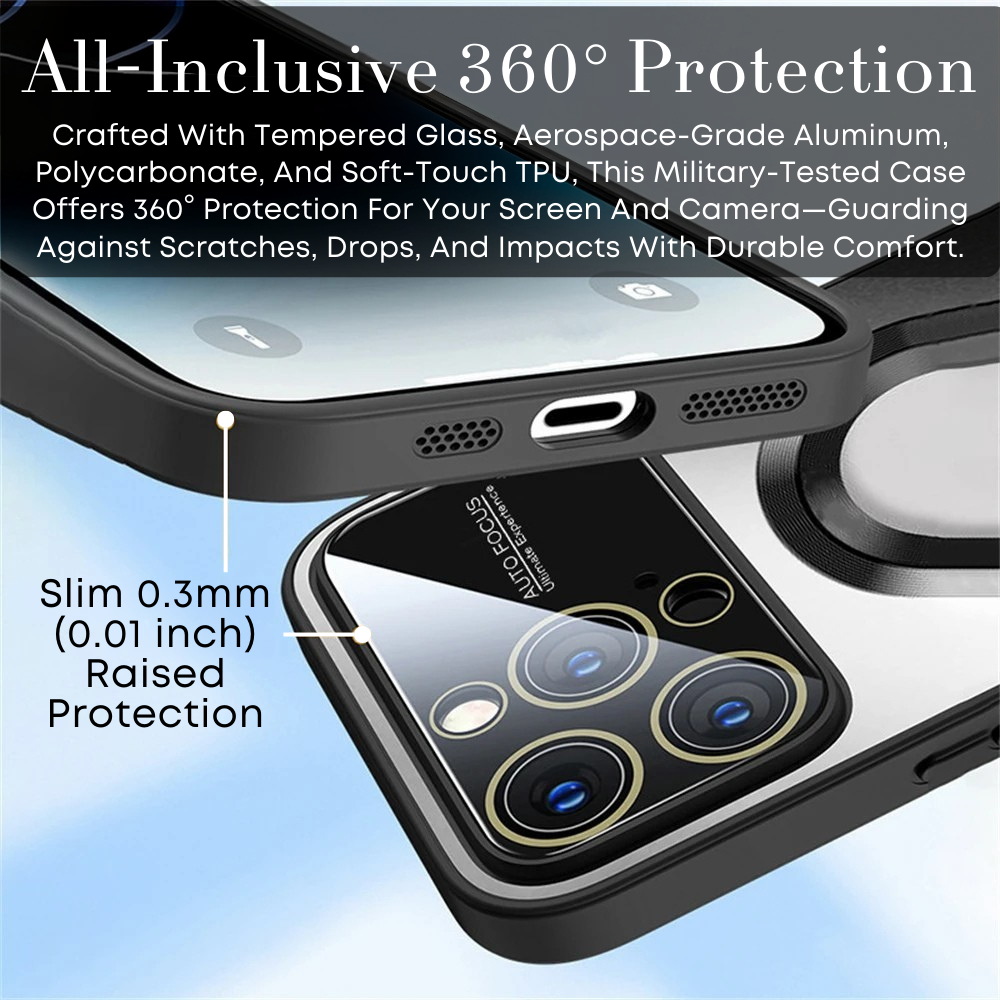 Luxury Glass MagSafe iPhone Case - Magnetic Wireless Charging, Camera Lens Protection, Shockproof Design | Case for iPhone
