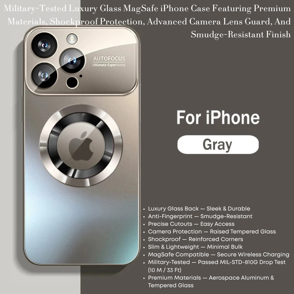 Luxury Glass MagSafe iPhone Case - Magnetic Wireless Charging, Camera Lens Protection, Shockproof Design | Case for iPhone