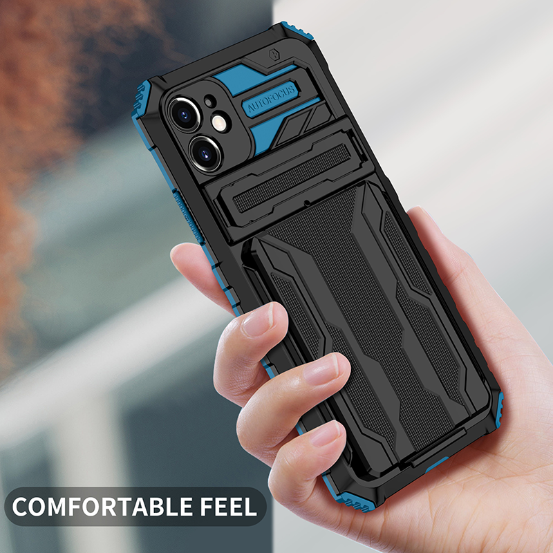 Shockproof Card Holder iPhone Case – Kickstand, Camera Protection, Durable Cover for iPhone Models