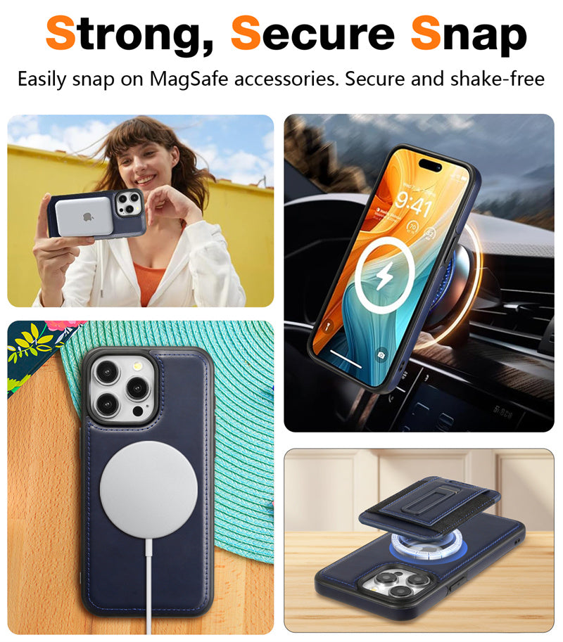 Luxury Detachable Wallet Leather iPhone Case – Magnetic Card Slot, Shockproof Protection, Hollow Logo Back Cover, Premium Design for iPhone Models