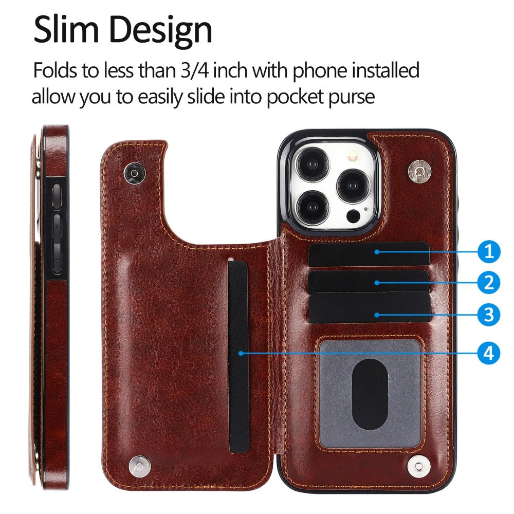Luxury Wallet Flip iPhone Case – Cover with Card Slots, Secure Magnetic Closure, and Full Protection for Ultimate Convenience