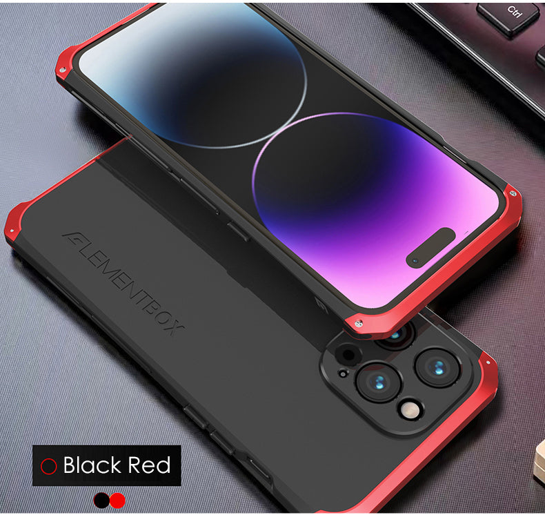 Luxury Aluminum Metal iPhone Case Shockproof Silica Gel Back Cover Anti-Collision Strip Durable Protection for iPhone Models