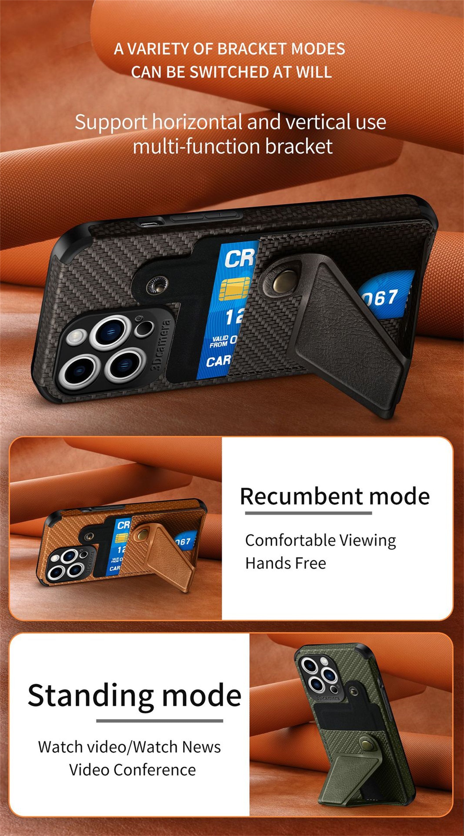 Carbon Fiber Wallet Flip iPhone Case – Premium Leather, Card Holder, Shockproof Protection Sleek & Durable Design for iPhone