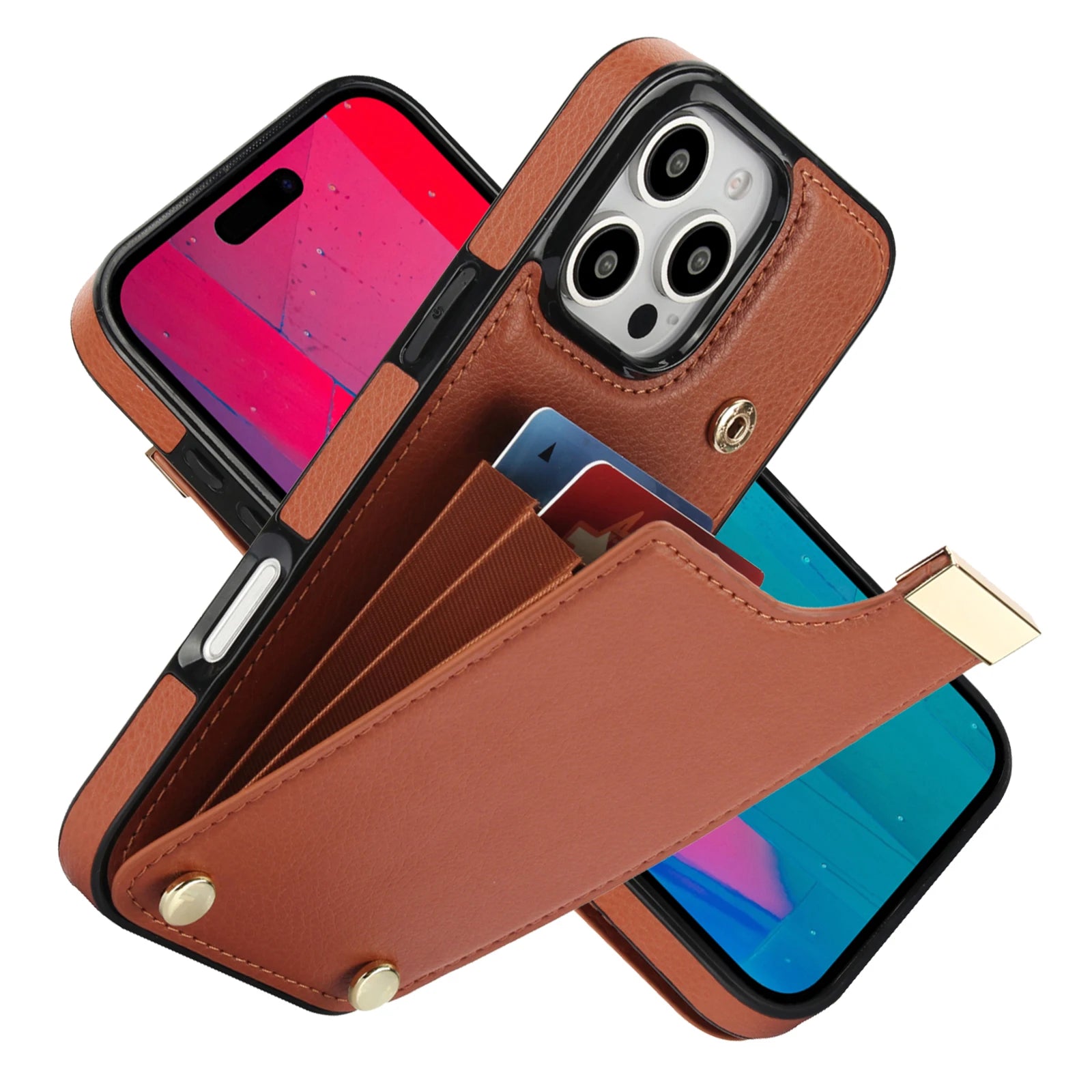 Shockproof Leather Wallet iPhone Case – Flip Cover with Card Holder, Secure Pocket, Durable Protection for iPhone Models