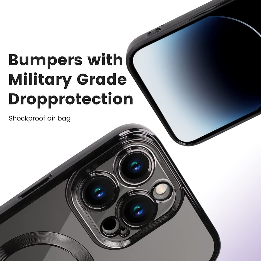 Clear Plating Magnetic iPhone Case - MagSafe Compatible, Lens Protection, Wireless Charging Ready Case for iPhone