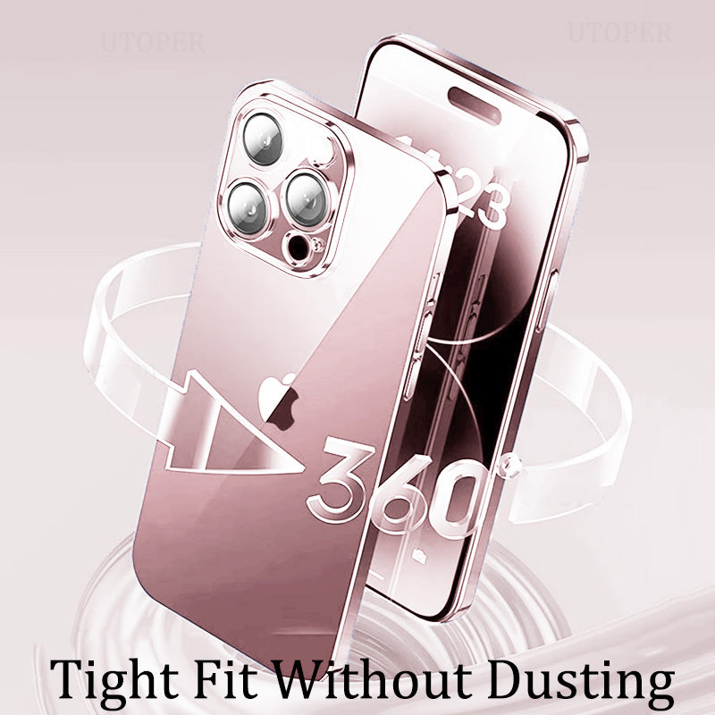 Luxury Transparent TPU iPhone Case – Ultra Thin, Plating Design, Soft Shockproof Cover, HD Lens Protection,