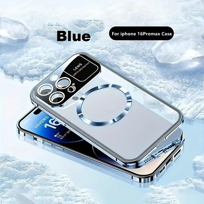 High Quality Apple iPhone Case MagSafe Compatible, Camera Lens & Screen Protection, Cover with Double Glass Window Design