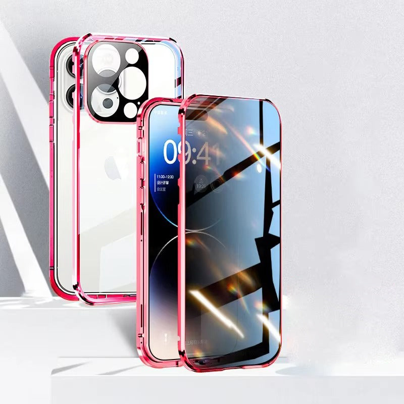 Premium Apple iPhone Case, MagSafe Compatible, Camera Lens & Screen Protection, Ultra Thin, Shockproof, Magnetic Full All Around Cover – Anti-Spy Tempered Glass Magnetic Case with Privacy Screen & Lens Protection
